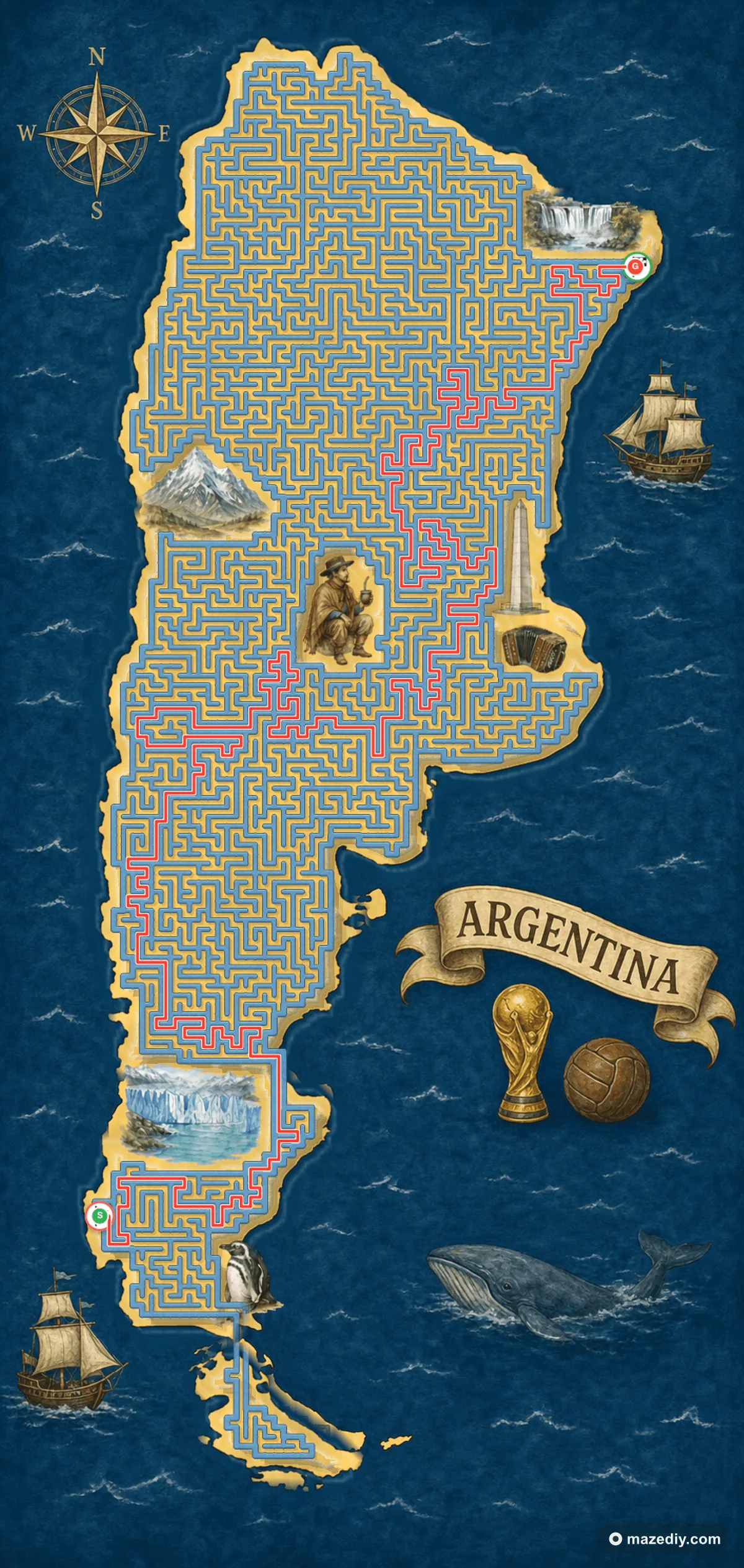 Argentina maze solution path