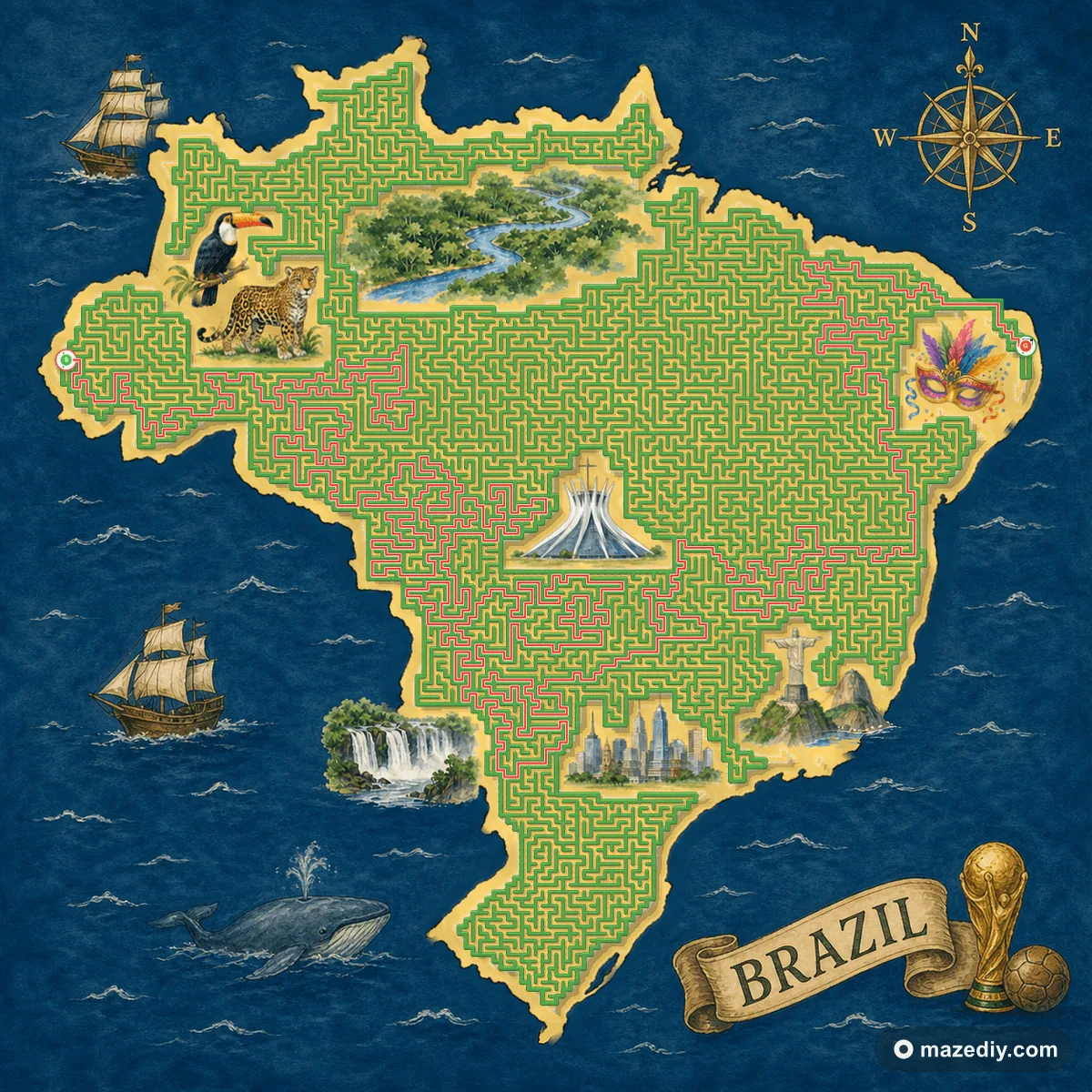 Brazil maze solution path