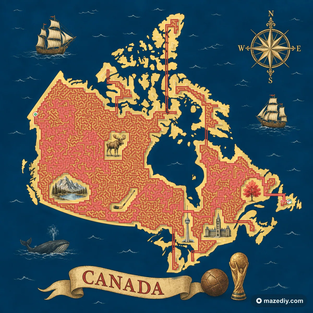 Canada maze solution path