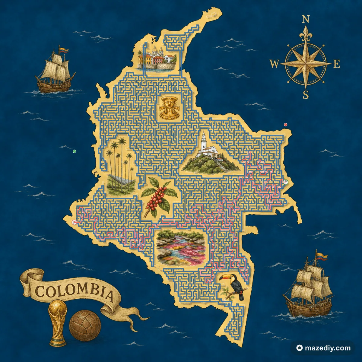 Colombia maze solution path