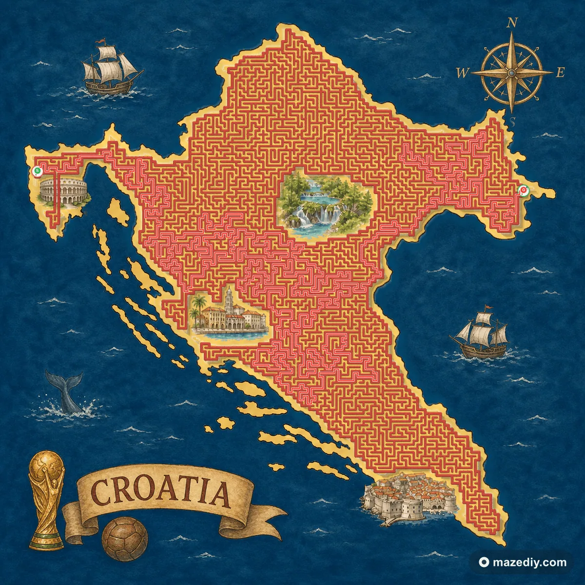 Croatia maze solution path