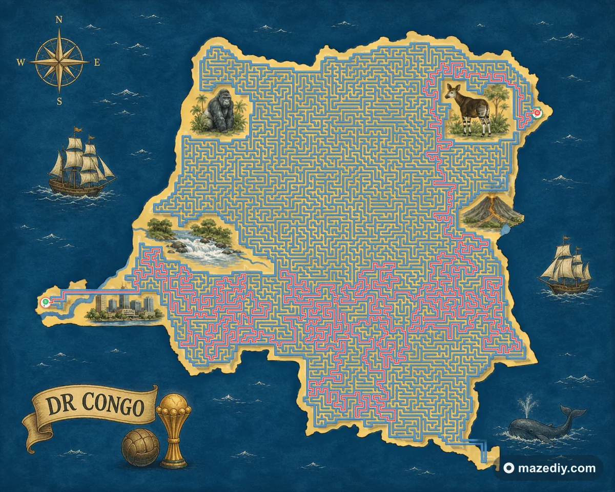 Dr Congo maze solution path