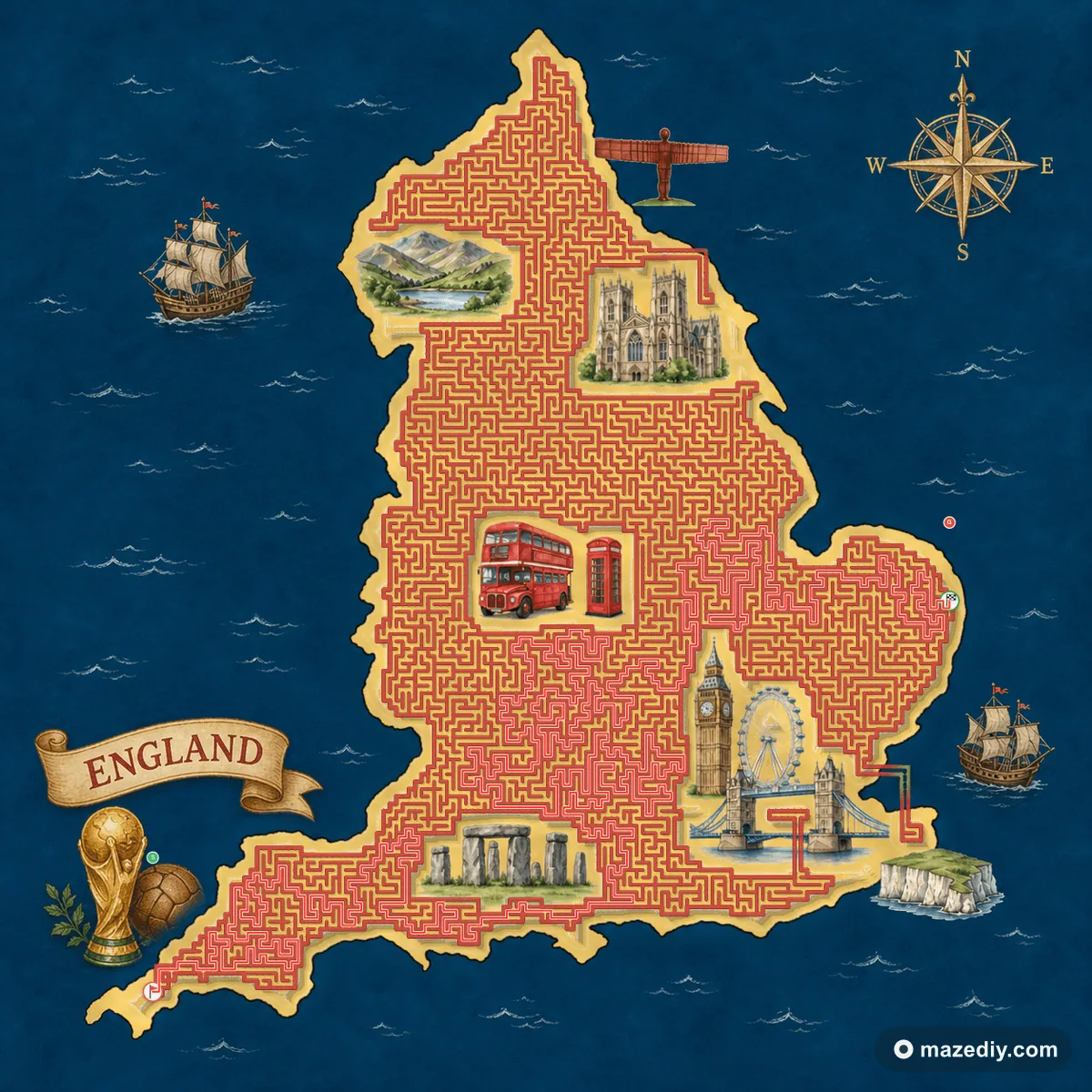 England maze solution path
