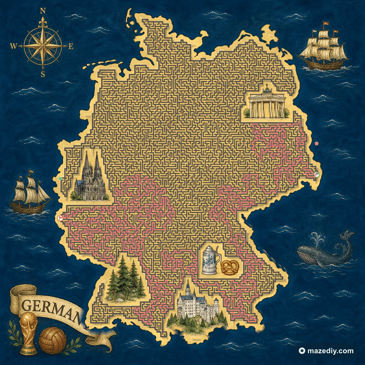 Germany maze solution path