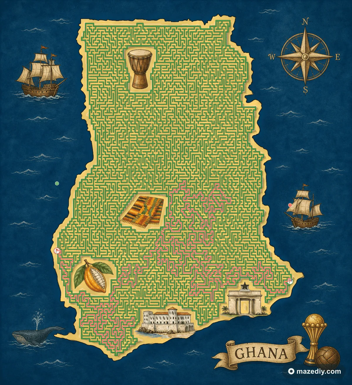 Ghana maze solution path