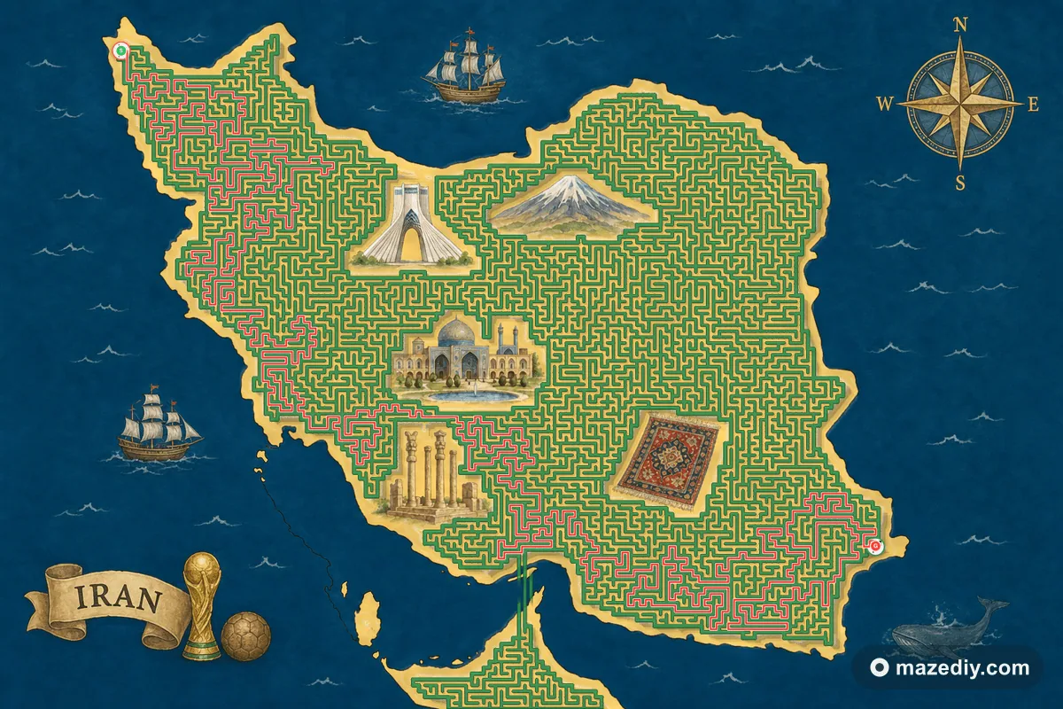 Iran maze solution path