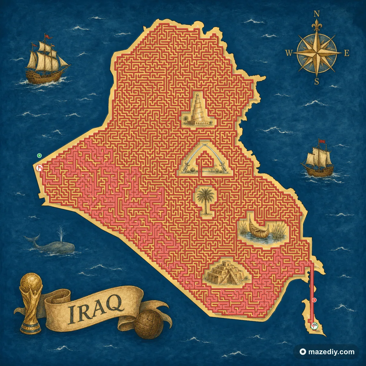 Iraq maze solution path