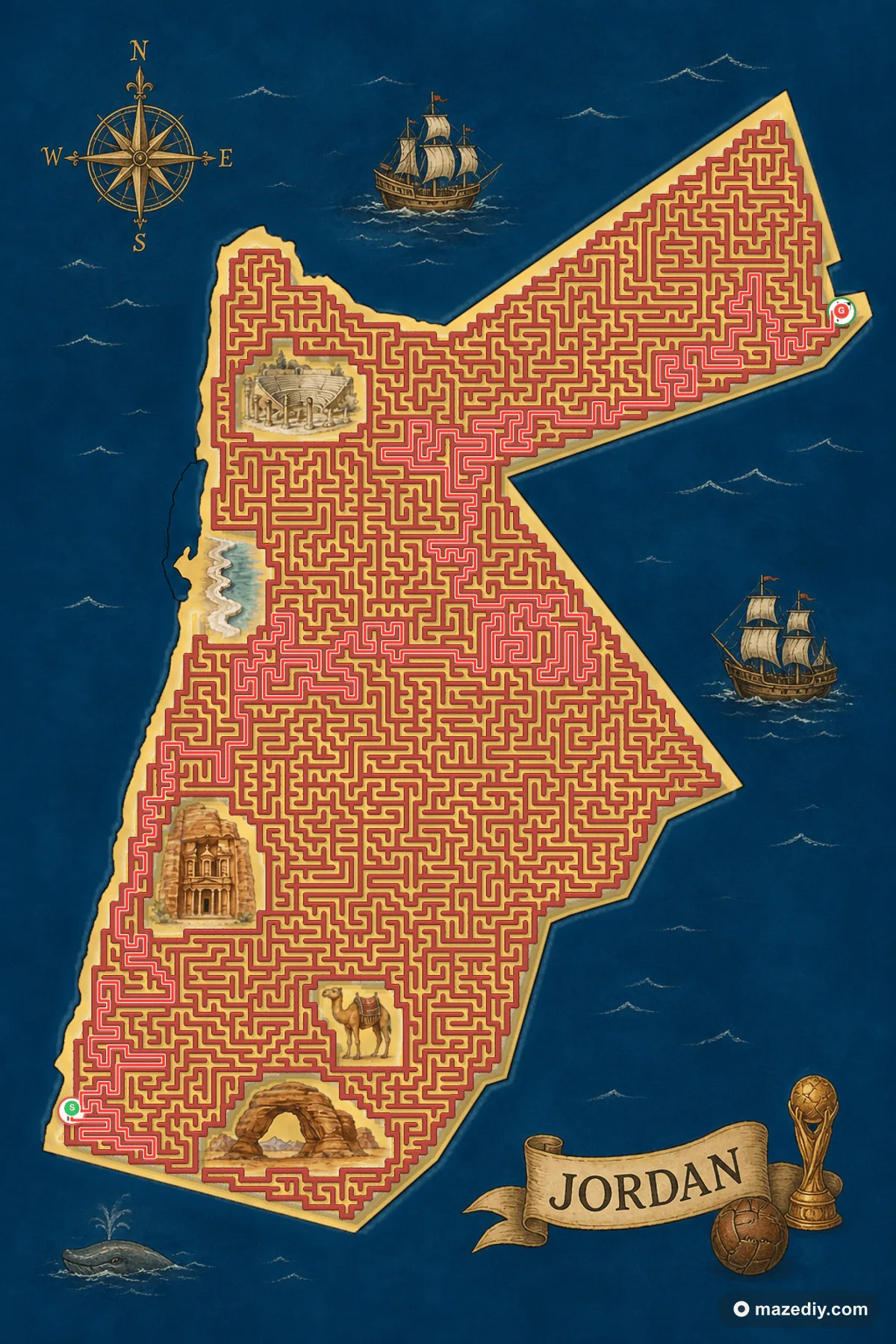 Jordan maze solution path