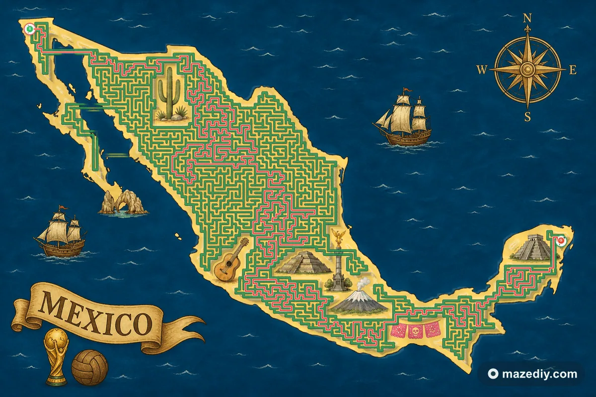 Mexico maze solution path