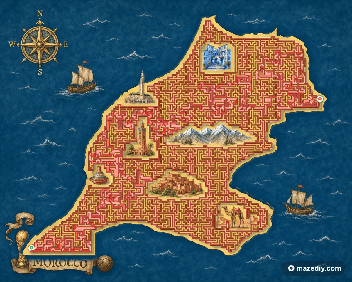 Morocco maze solution path