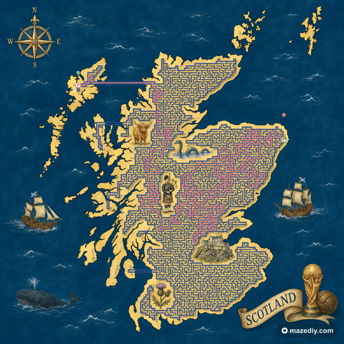 Scotland maze solution path