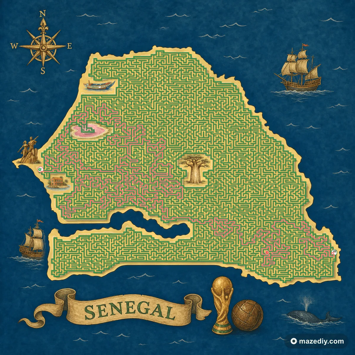 Senegal maze solution path