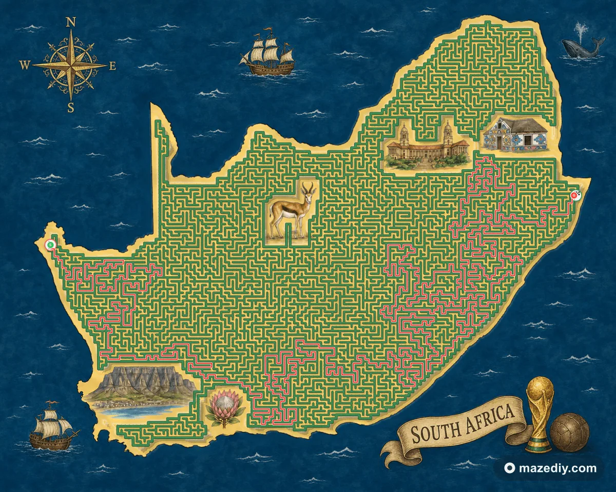 South Africa maze solution path