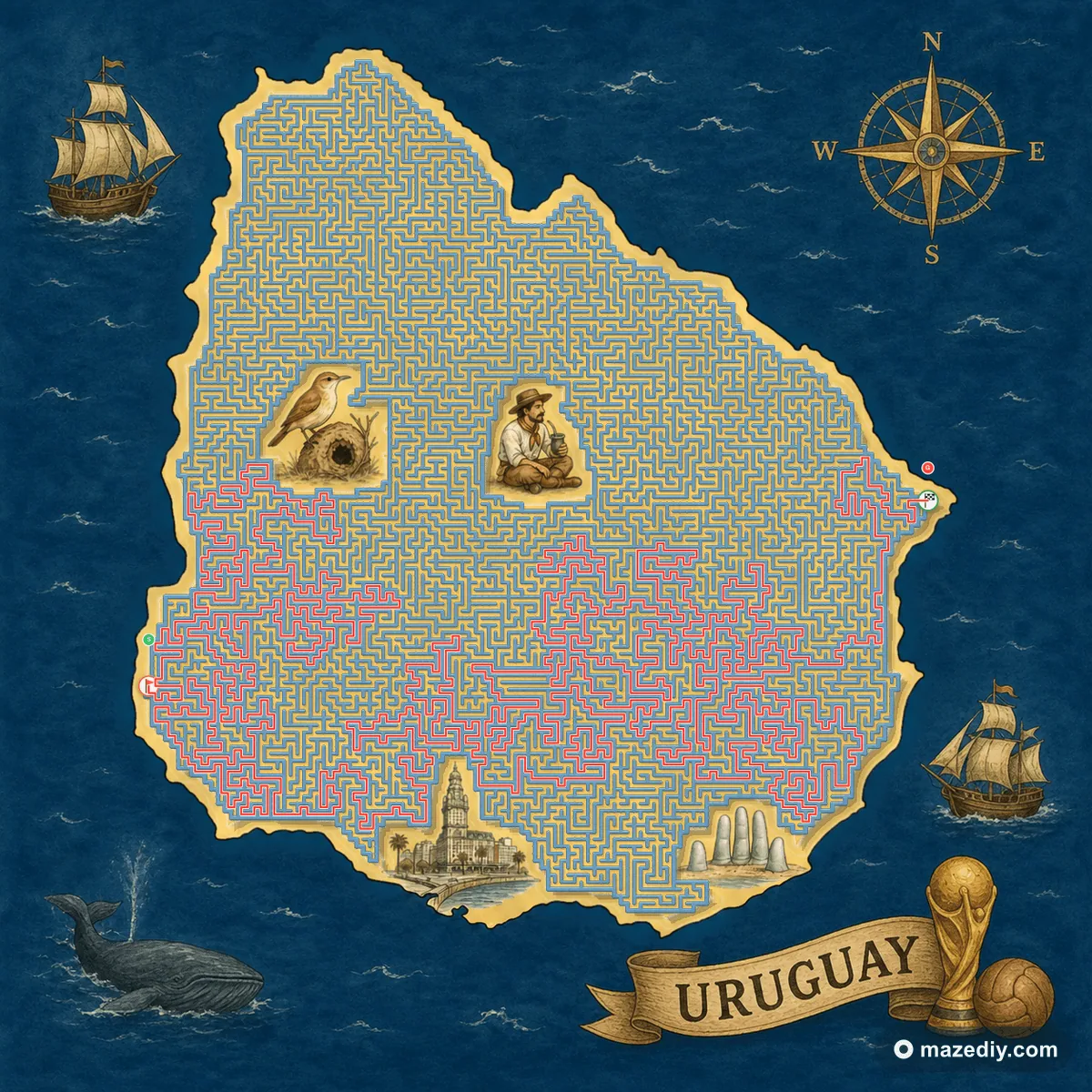 Uruguay maze solution path
