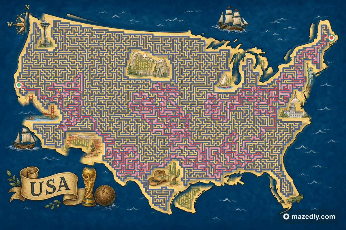 USA maze solution path
