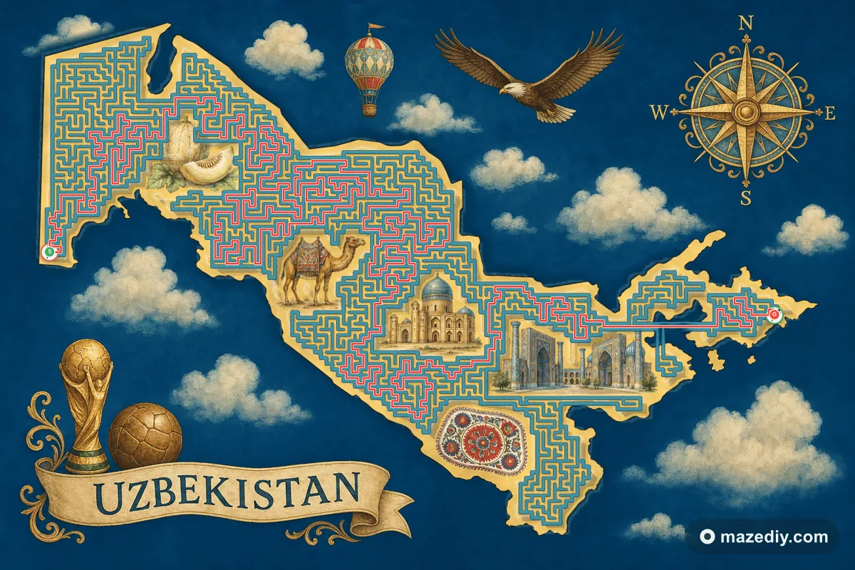 Uzbekistan maze solution path