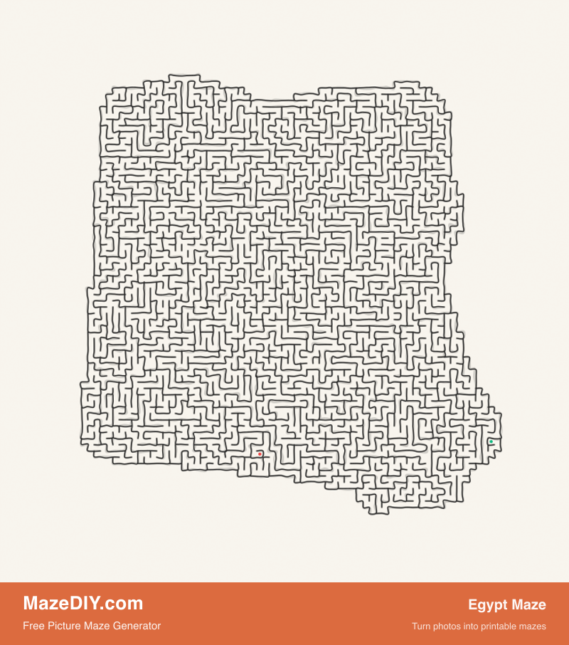 Egypt Maze — free maze worksheet Egypt Maze — printable picture maze